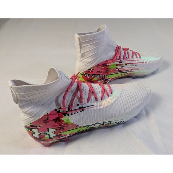 Under Armour Highlight Pro Lacrosse Cleats Mens 15 White Pink Floral 6005974-100 main image 4